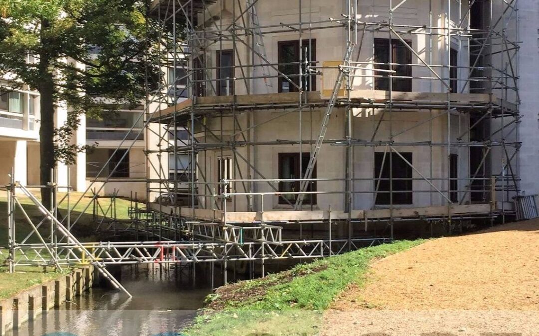 The Globe Group Scaffolding  small works team, bridge over the river for St.Johns College